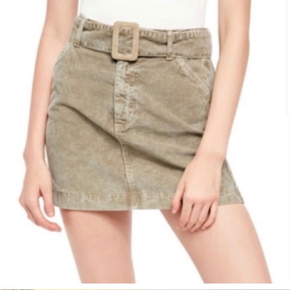 BDG Dresses & Skirts - Corduroy olive green mini skirt with belt